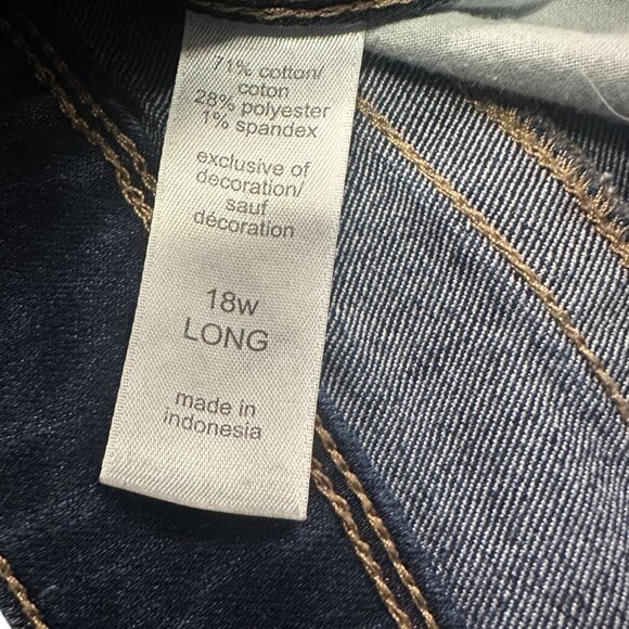 Maurices Womens 18w Long Bootcut Blue Jeans Dark Wash Thick Stitching Stretch - Picture 9 of 14